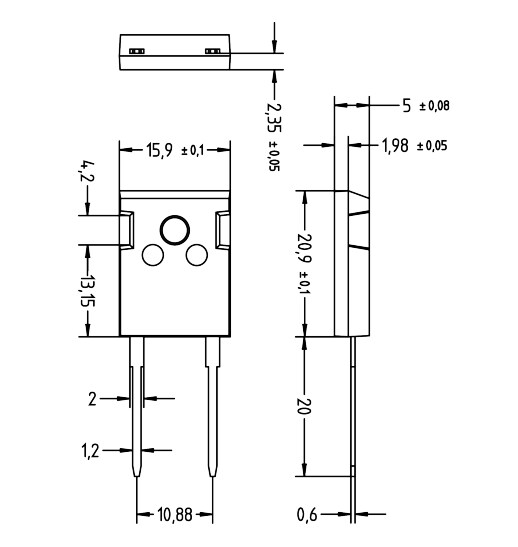Mechanical Drawing - Diotec Semiconductor ESW6004/ESW6006 Superfast Rectifier Diodes